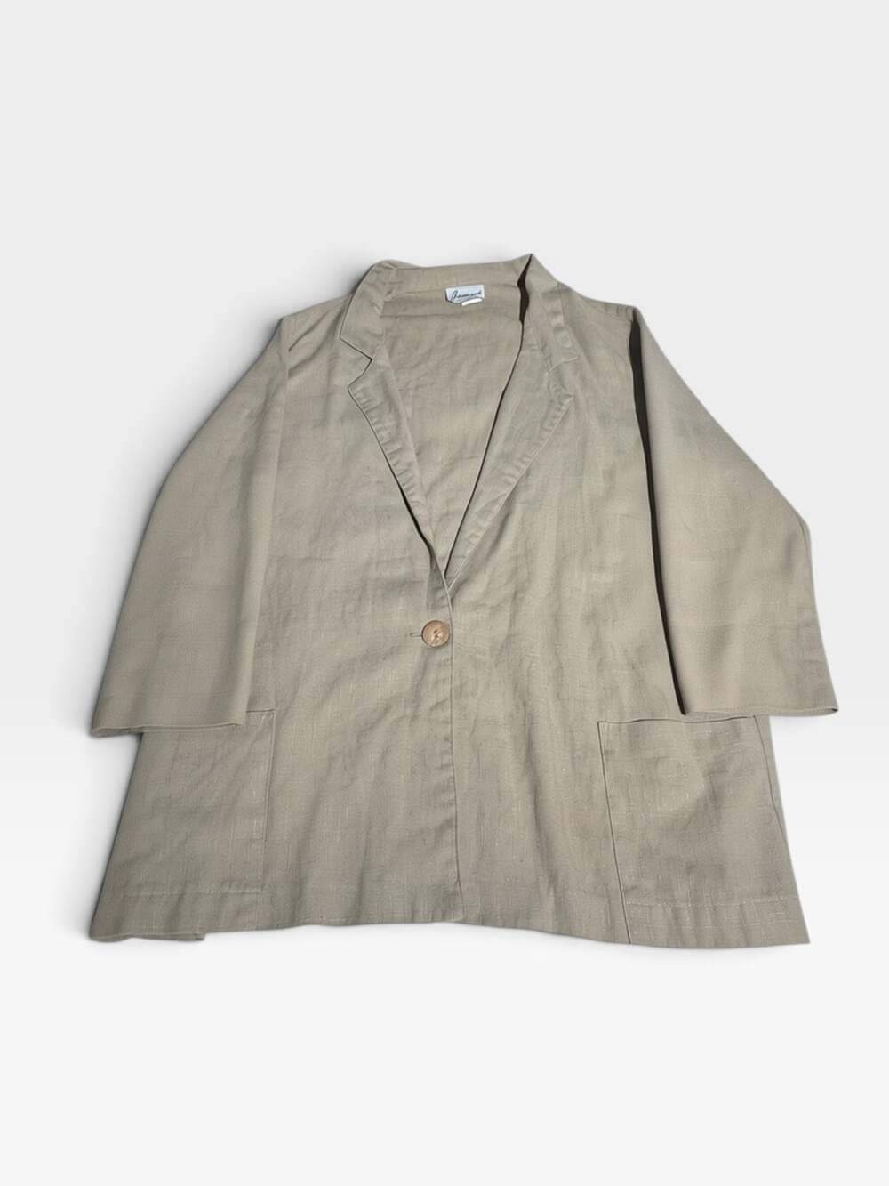 Vintage 90s Joanna Tan Linen Blend Single Button Oversized Blazer Jacket XL